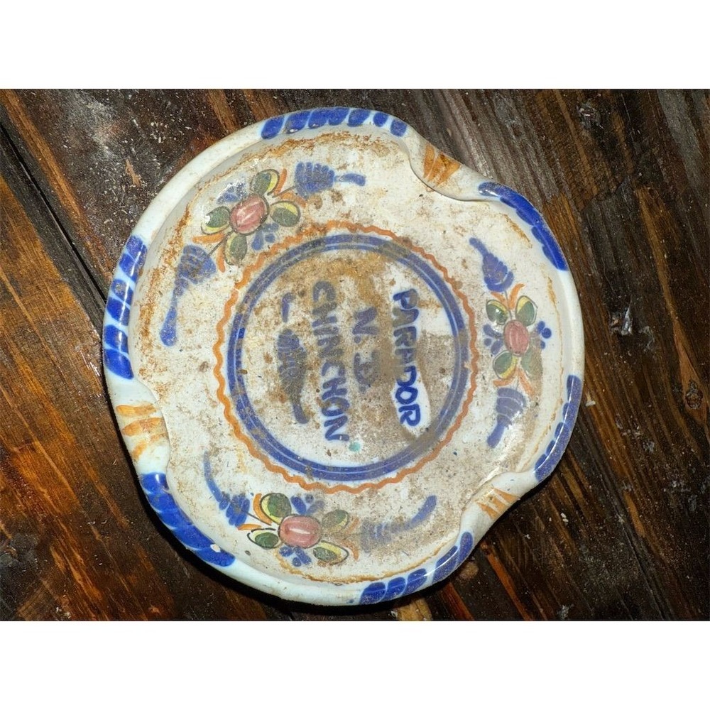 Vintage Ken Edwards El Palomar Blue‎ Floral Ceramic Ashtray 6" Mexico tobbaciana